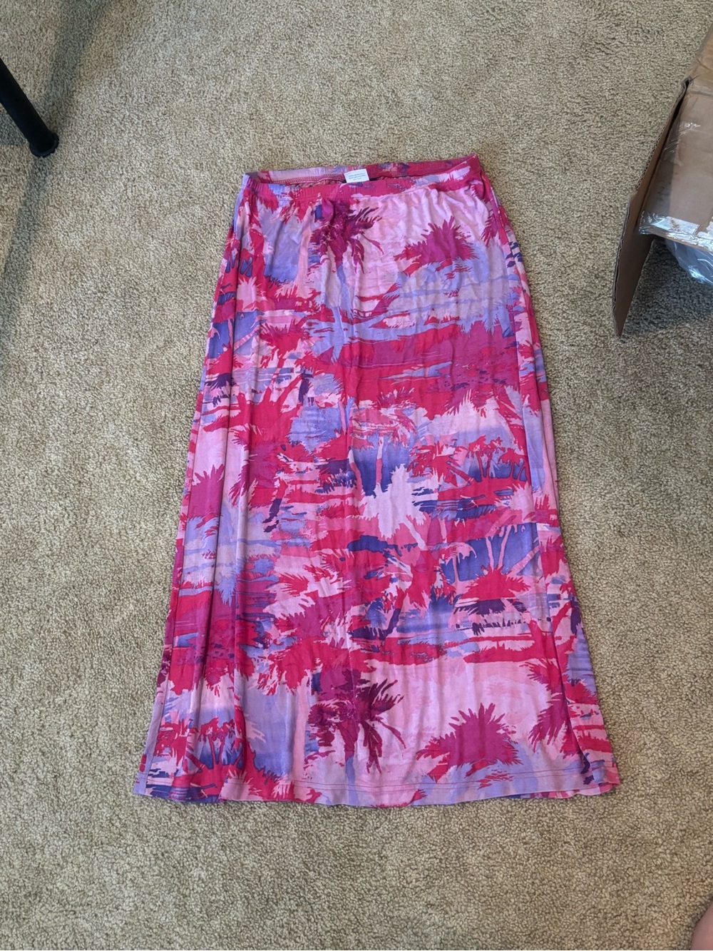 Slinky Brand Pink and Purple Tropical Print Maxi Skirt